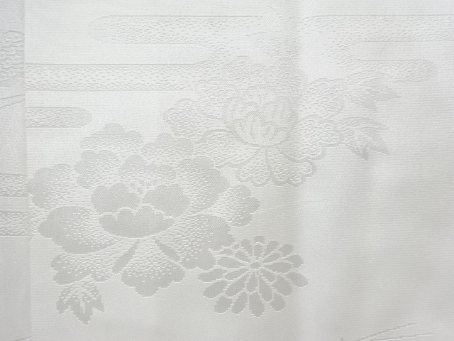  ヱ霞に草花模様織り出し単衣長襦袢